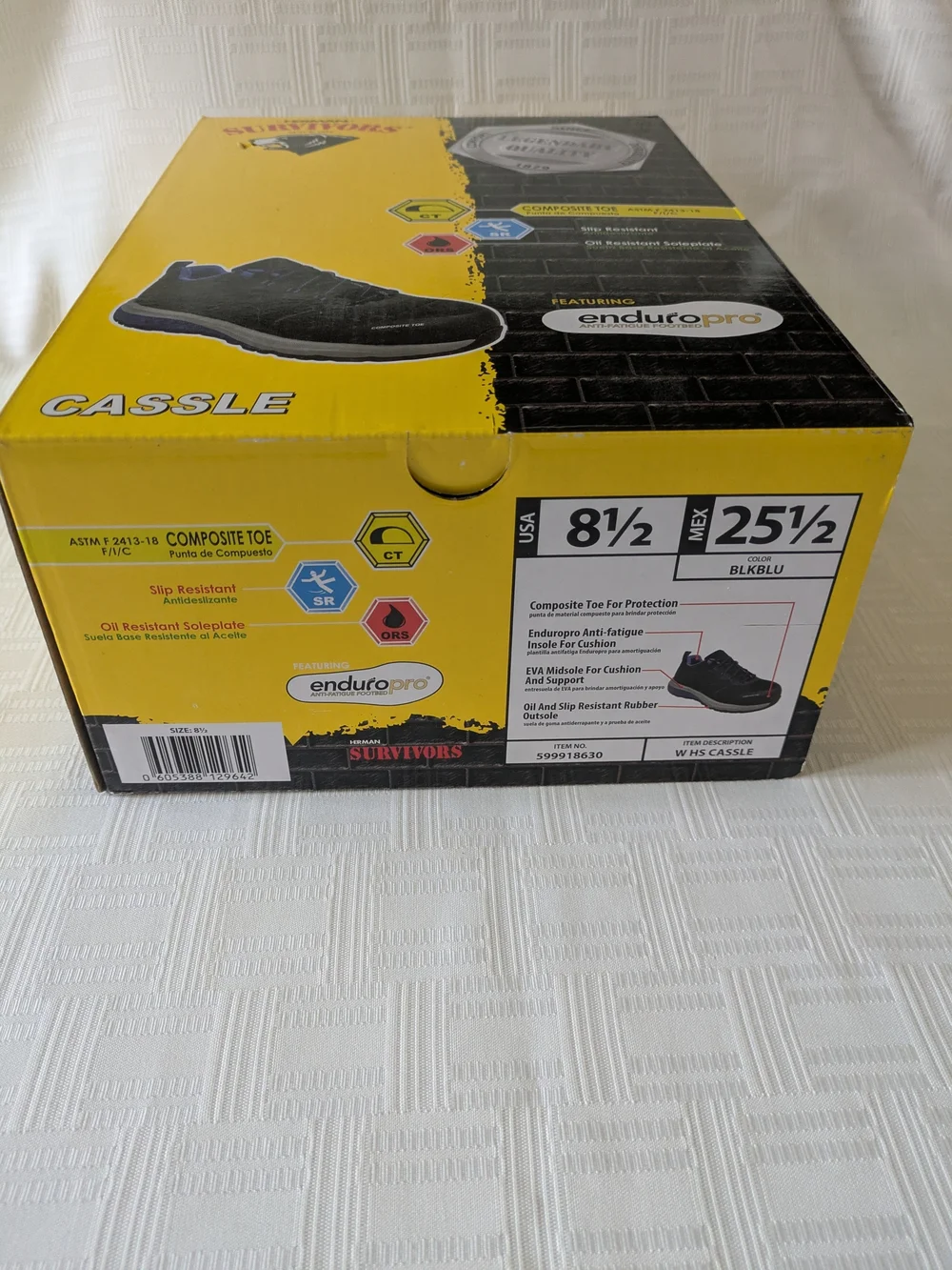 ​Herman Survivors Cassle Womens Composite Toe Work Shoes Black Blue Size 8.5 NWT